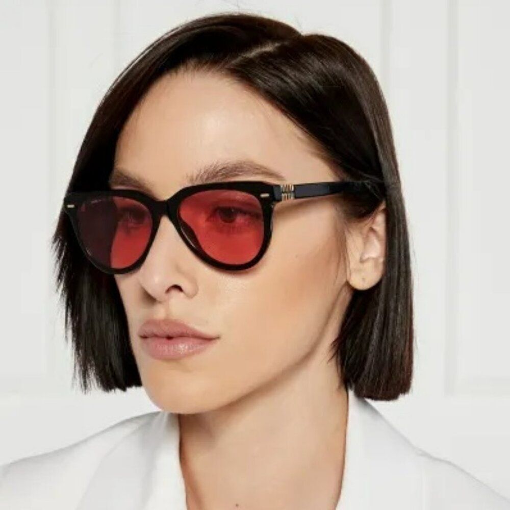 NEW Miu Miu MU12ZS 16K1D0 Black Red Phantos Unisex Sunglasses 0MU 12ZS - Picture 3 of 11